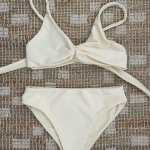 Serei Swim Ribbed Cream Bikini Set